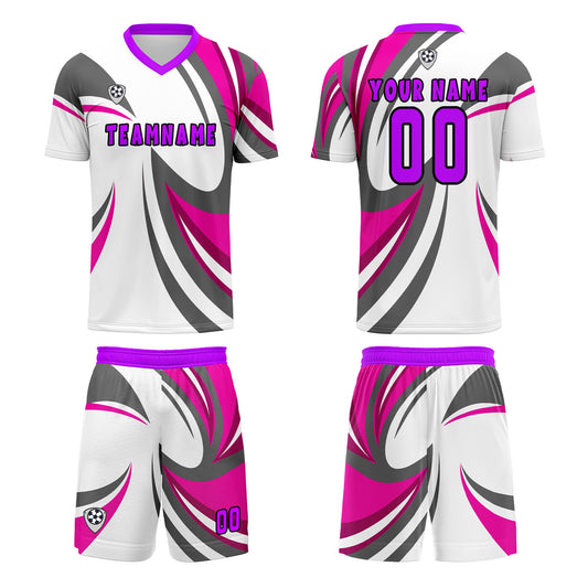 Benutzerdefinierte Weiß Rosa Trikots für Männer Frauen Personalisierte Fußball Uniformen für Erwachsene und Kind