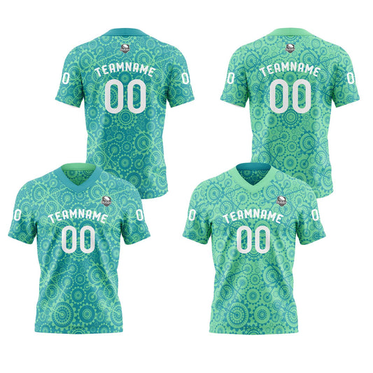 Benutzerdefinierte Grün Reversibel Fußball Trikot Personalisierte Gradient Fußball Shirts für Männer gedruckt Team Name Nummer Logo
