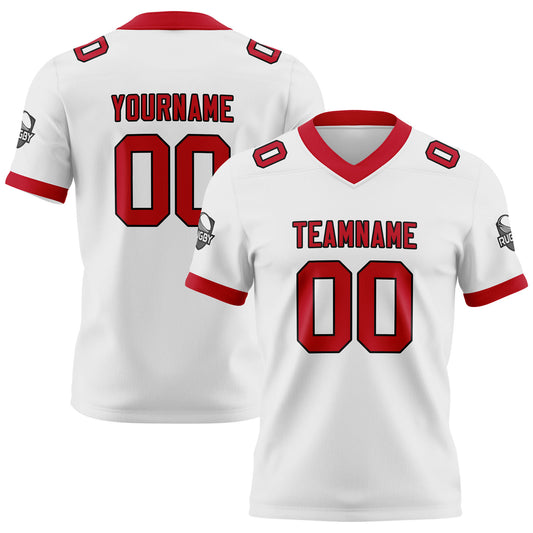 Benutzerdefinierte Weiß Rot Fußball Trikots Personalisierter Name Nummer Logo