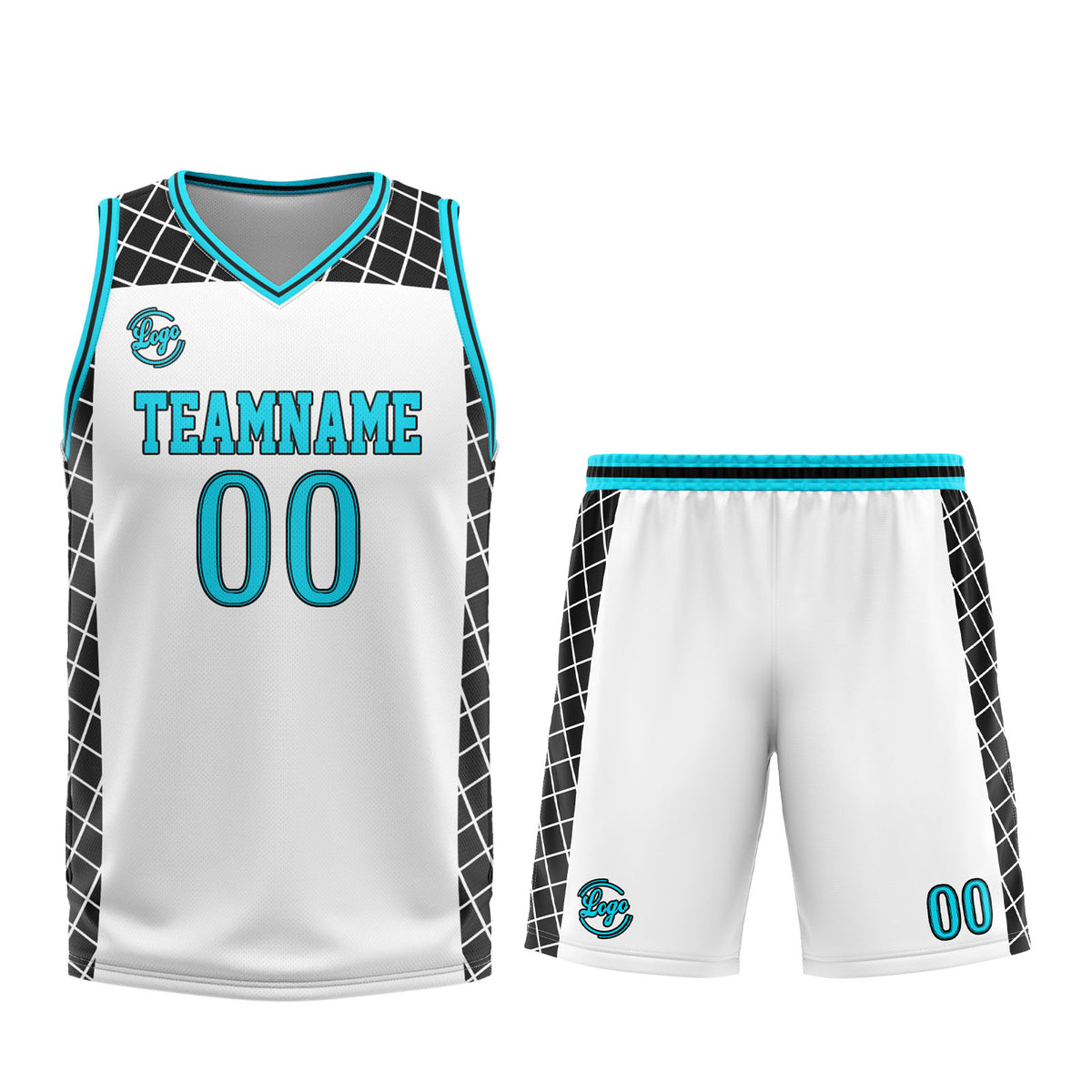 Benutzerdefinierter Weiß Schwarz Blau Basketball Jersey Uniform Anzug gedruckt Ihr Logo Name Nummer
