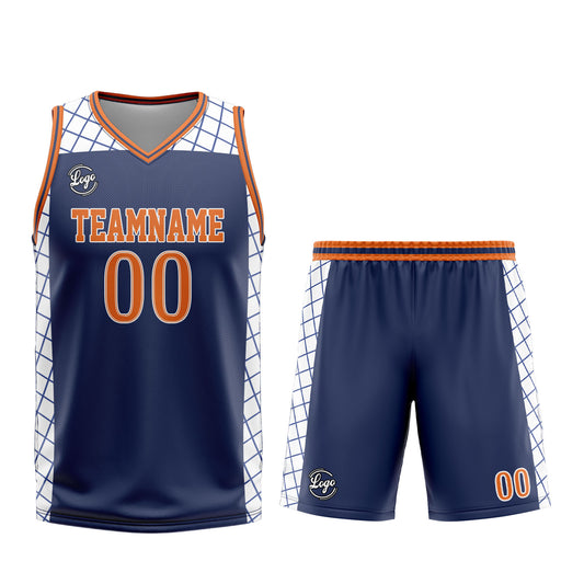 Benutzerdefinierter Marine Orange Basketball Jersey Uniform Anzug gedruckt Ihr Logo Name Nummer