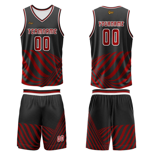 Benutzerdefinierter Rot Basketball Jersey Uniform Anzug gedruckt Ihr Logo Name Nummer