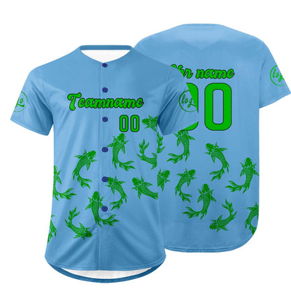 Benutzerdefiniert Blau Grün Personalisierter Baseball Jersey mit Farbverlauf Team Uniform mit Namen und Nummer