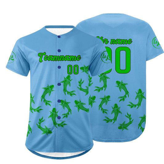 Benutzerdefiniert Blau Grün Personalisierter Baseball Jersey mit Farbverlauf Team Uniform mit Namen und Nummer