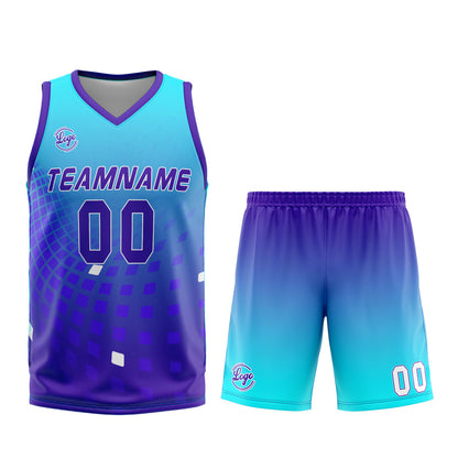 Benutzerdefinierter Licht Lila Basketball Jersey Uniform Anzug gedruckt Ihr Logo Name Nummer