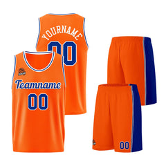 Individuelle Orange-Königliche Basketball Jersey Shorts für Männer und Frauen Gestickter und gedruckter Name, Nummer und Logo
