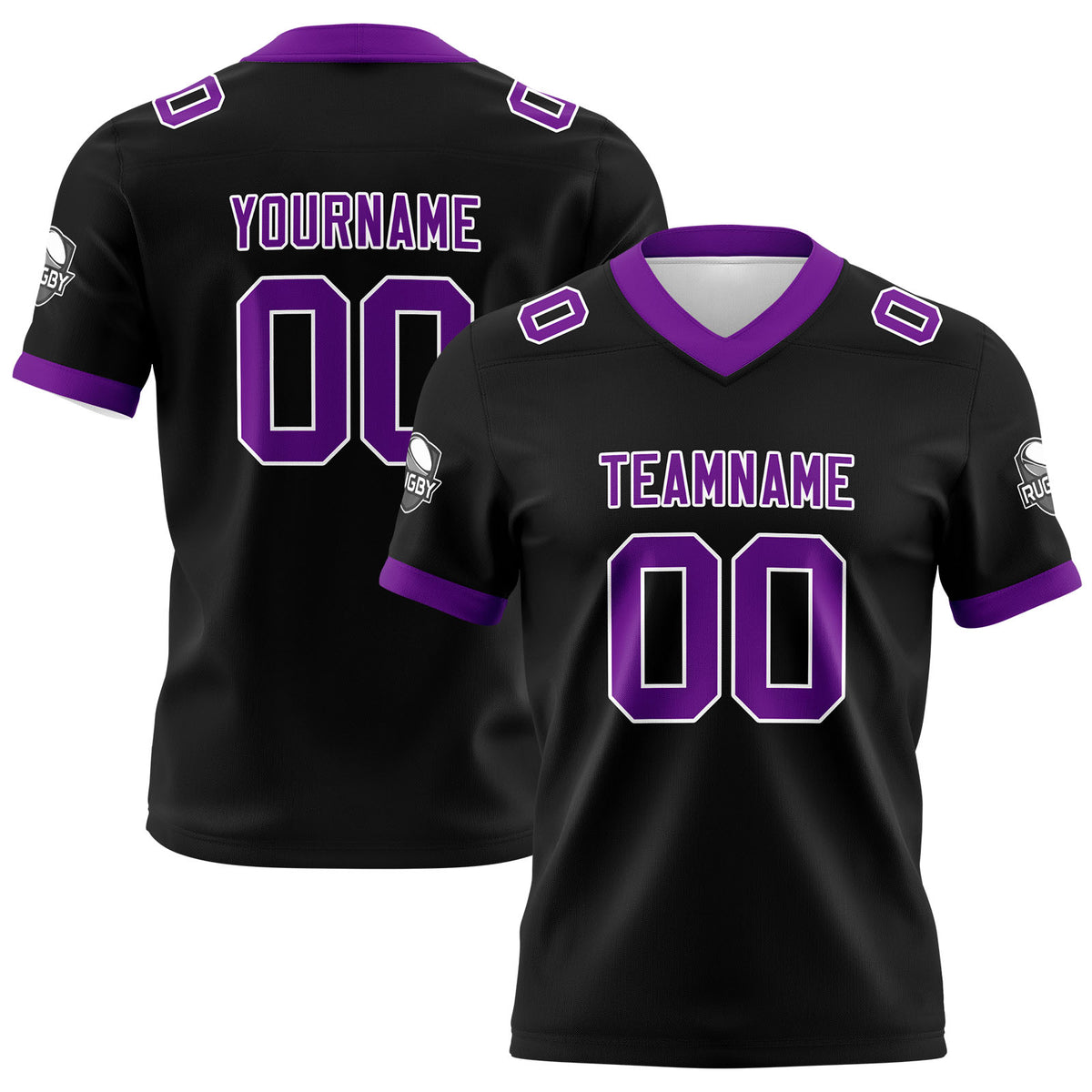 Benutzerdefinierte Schwarz Lila Fußball Trikots Personalisierter Name Nummer Logo