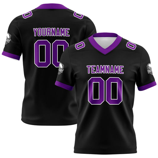 Benutzerdefinierte Schwarz Lila Fußball Trikots Personalisierter Name Nummer Logo