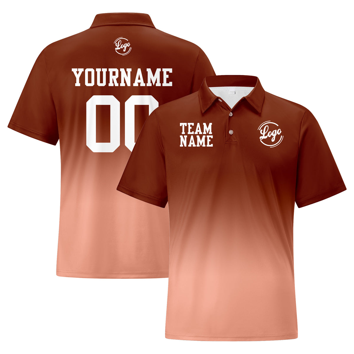 Benutzerdefinierte Braun Rosa Fußball Gradient Polo-Shirts Fügen Sie Ihr Einzigartiges hinzu Logo/Name/Nummer