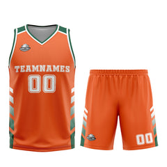 Benutzerdefinierter Orange Grün Basketball Jersey Uniform Anzug gedruckt Ihr Logo Name Nummer