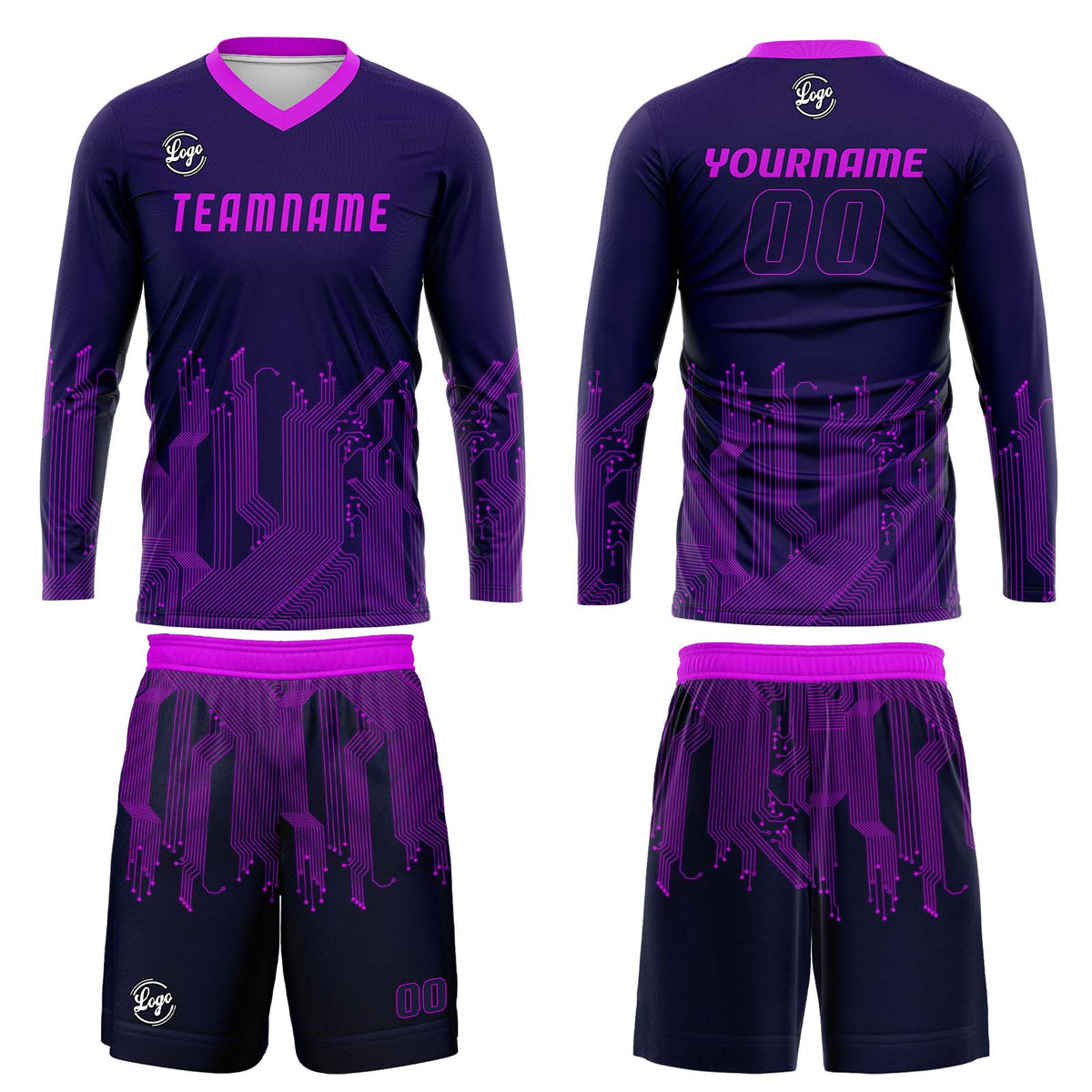 Kundenspezifisches Lila Basketball Fußball Schießen langes T-Shirt für Erwachsene und Kinder