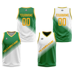 Benutzerdefinierte Grün Weiß Reversible Basketball Jersey Personalisierte Print Name Nummer Logo