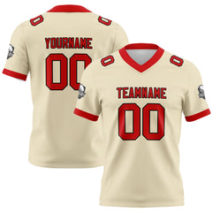 Benutzerdefinierte Creme Rot Fußball Trikots Personalisierter Name Nummer Logo