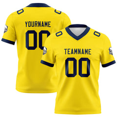 Benutzerdefinierte Gelb Marine Fußball Trikots Personalisierter Name Nummer Logo
