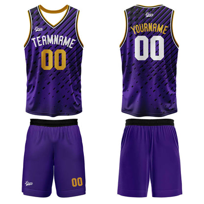Benutzerdefinierter Lila Basketball Jersey Uniform Anzug gedruckt Ihr Logo Name Nummer