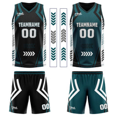 Benutzerdefinierte Schwarz Langweilig Grün Reversible Basketball Jersey Personalisierte Drucken Name Nummer Logo