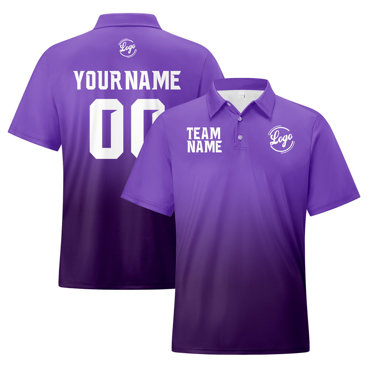 Benutzerdefinierte Lila Langweilig Lila Fußball Gradient Polo-Shirts Fügen Sie Ihr Einzigartiges hinzu Logo/Name/Nummer