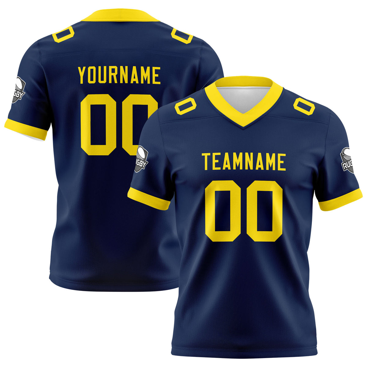 Benutzerdefinierte Marine Gelb Fußball Trikots Personalisierter Name Nummer Logo