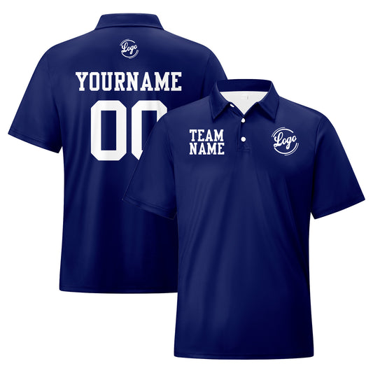 Benutzerdefinierte Marine Weiß Fußball Polo-Shirts Fügen Sie Ihr Einzigartiges hinzu Logo/Name/Nummer