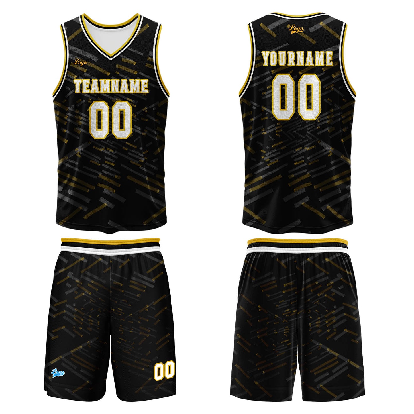 Benutzerdefinierter Schwarz-Gelb Basketball Jersey Uniform Anzug gedruckt Ihr Logo Name Nummer