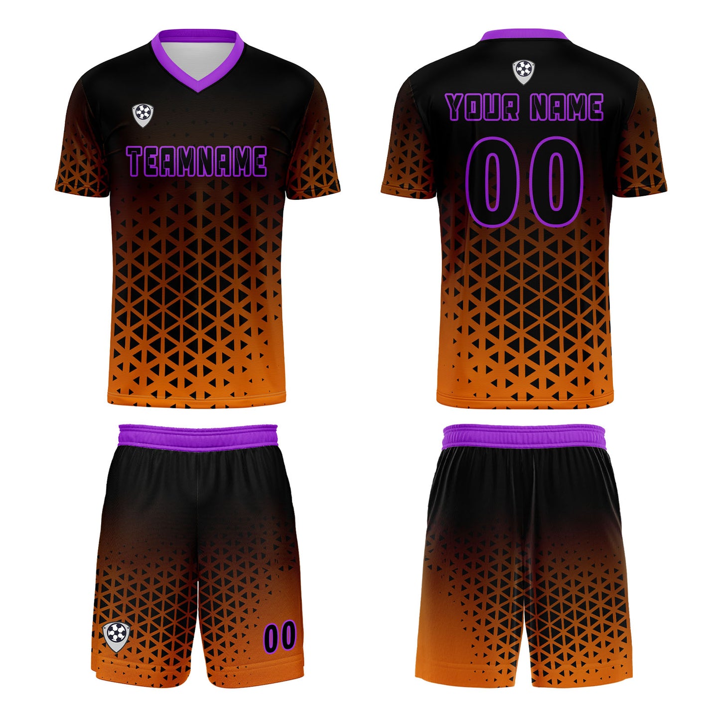 Benutzerdefinierte Orange Lila Trikots für Männer Frauen Personalisierte Fußball Uniformen für Erwachsene und Kind