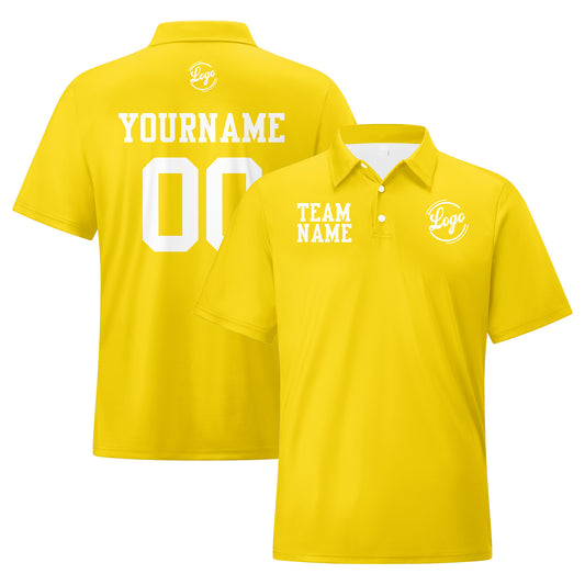 Benutzerdefinierte Gelb Weiß Fußball Polo-Shirts Fügen Sie Ihr Einzigartiges hinzu Logo/Name/Nummer