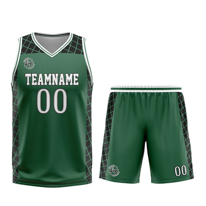 Benutzerdefinierter Grün Schwarz Basketball Jersey Uniform Anzug gedruckt Ihr Logo Name Nummer