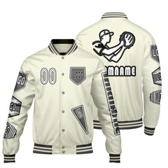 Maßgeschneiderte Weiß Letterman Varsity Jacket Individuelle Stickerei  Druck nach Ihrem Wunsch