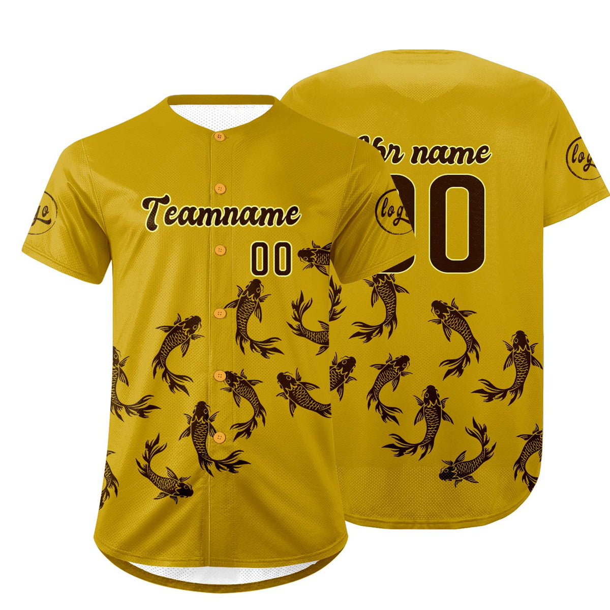 Benutzerdefiniert Gelb Braun Personalisierter Baseball Jersey mit Farbverlauf Team Uniform mit Namen und Nummer