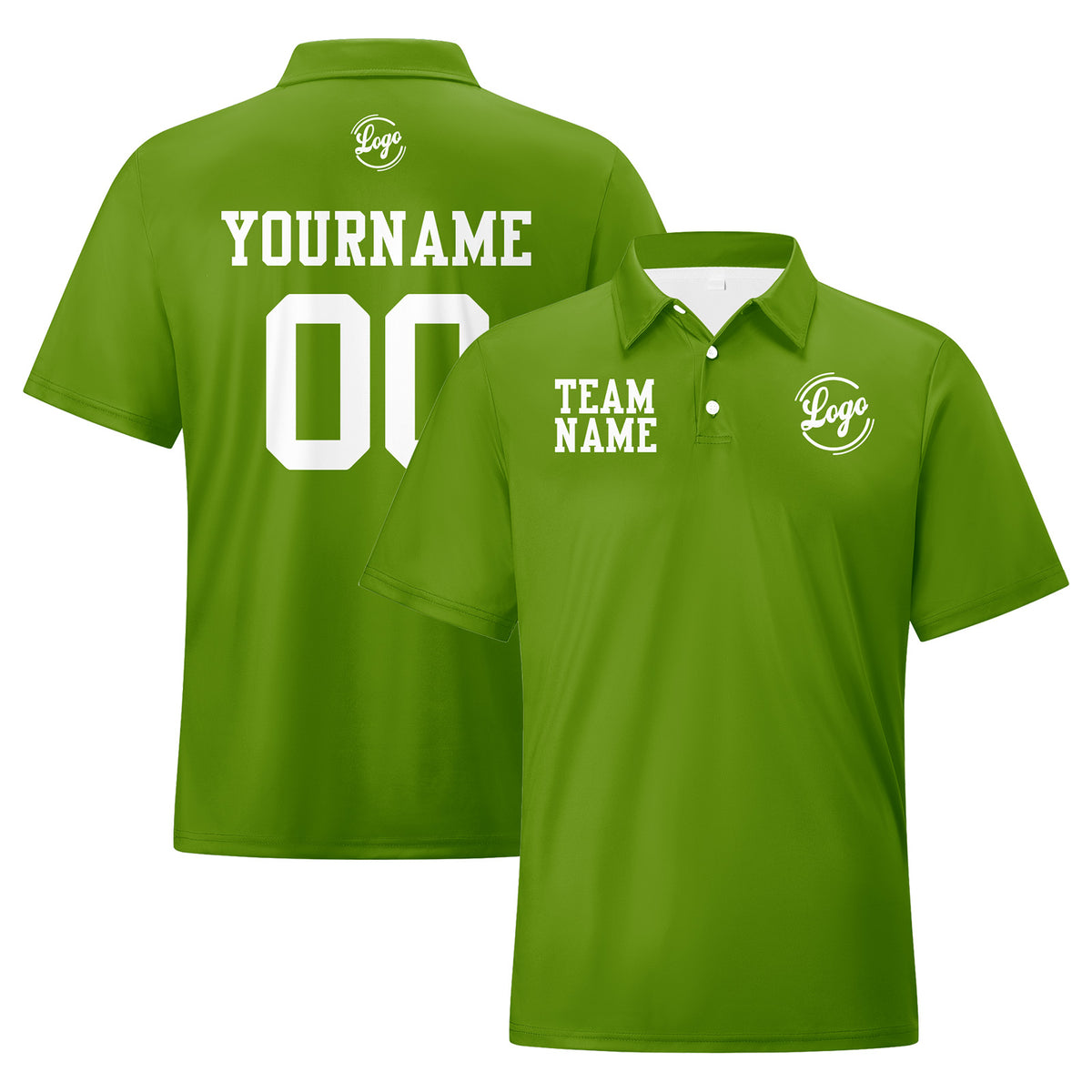Benutzerdefinierte Armee Grün Weiß Fußball Gradient Polo-Shirts Fügen Sie Ihr Einzigartiges hinzu Logo/Name/Nummer