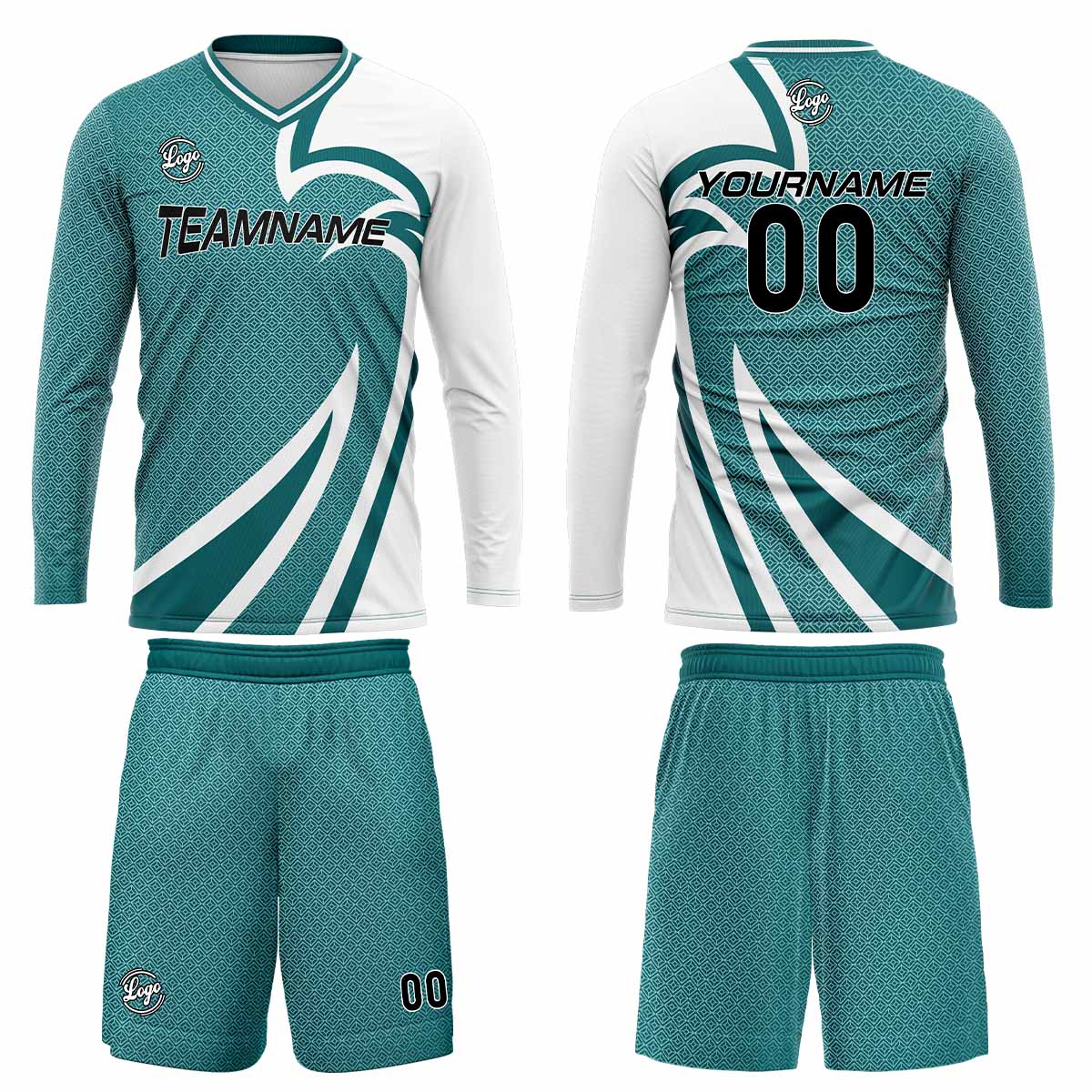 Kundenspezifisches Teal Basketball Fußball Schießen langes T-Shirt für Erwachsene und Kinder