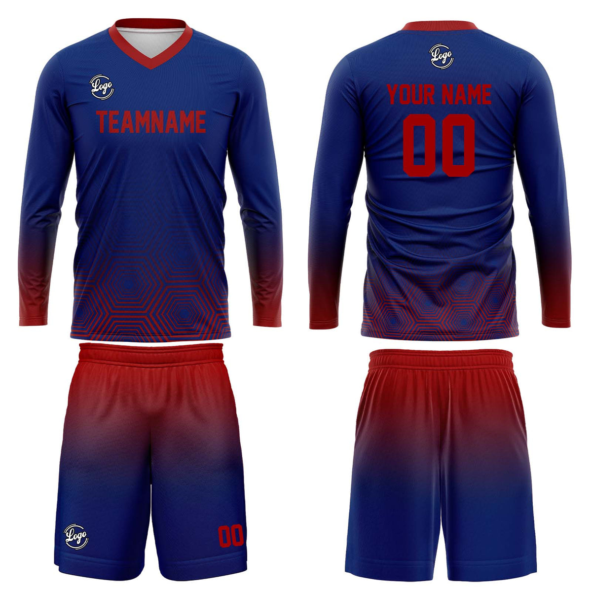 Kundenspezifisches Rot Dunkelblau Basketball Fußball Schießen langes T-Shirt für Erwachsene und Kinder