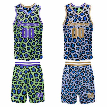 Benutzerdefinierte Grüner Eisberg Blau Reversible Basketball Jersey Personalisierte Print Name Nummer Logo