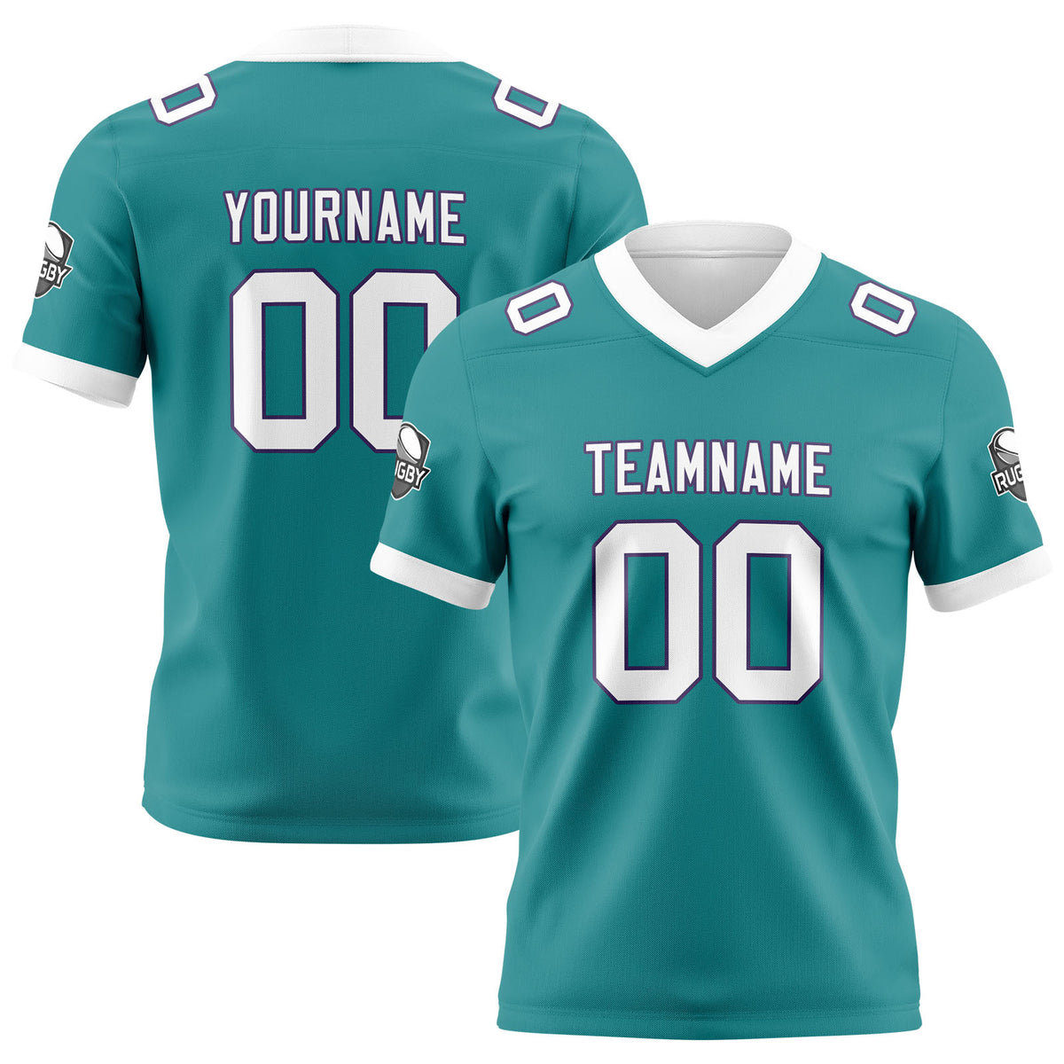 Benutzerdefinierte Aqua Weiß Fußball Trikots Personalisierter Name Nummer Logo