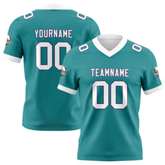 Benutzerdefinierte Aqua Weiß Fußball Trikots Personalisierter Name Nummer Logo