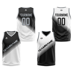 Benutzerdefinierte Schwarz Weiß Reversible Basketball Jersey Personalisierte Print Name Nummer Logo