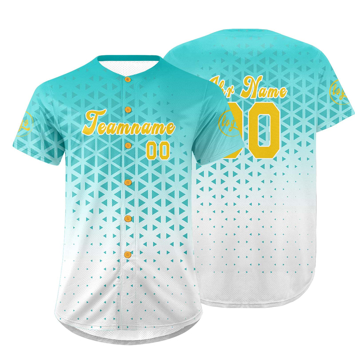 Benutzerdefiniert Seen Blau Weiß Personalisierter Baseball Jersey mit Farbverlauf Team Uniform mit Namen und Nummer