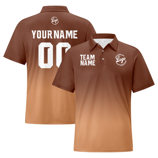 Benutzerdefinierte Braun Khaki Fußball Gradient Polo-Shirts Fügen Sie Ihr Einzigartiges hinzu Logo/Name/Nummer