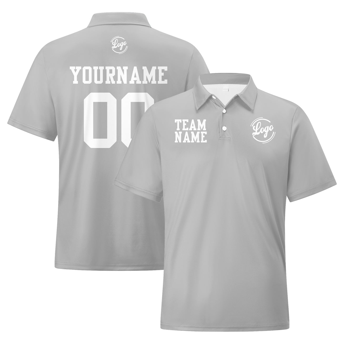 Benutzerdefinierte Hellgrau Weiß Fußball Polo-Shirts Fügen Sie Ihr Einzigartiges hinzu Logo/Name/Nummer
