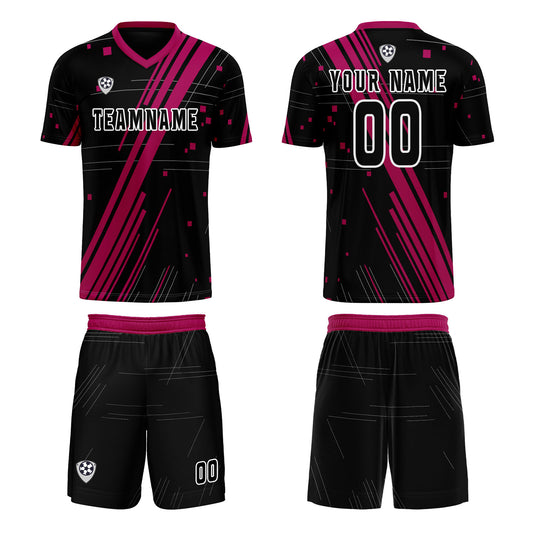 Benutzerdefinierte Schwarz Rose Rot Trikots für Männer Frauen Personalisierte Fußball Uniformen für Erwachsene und Kind