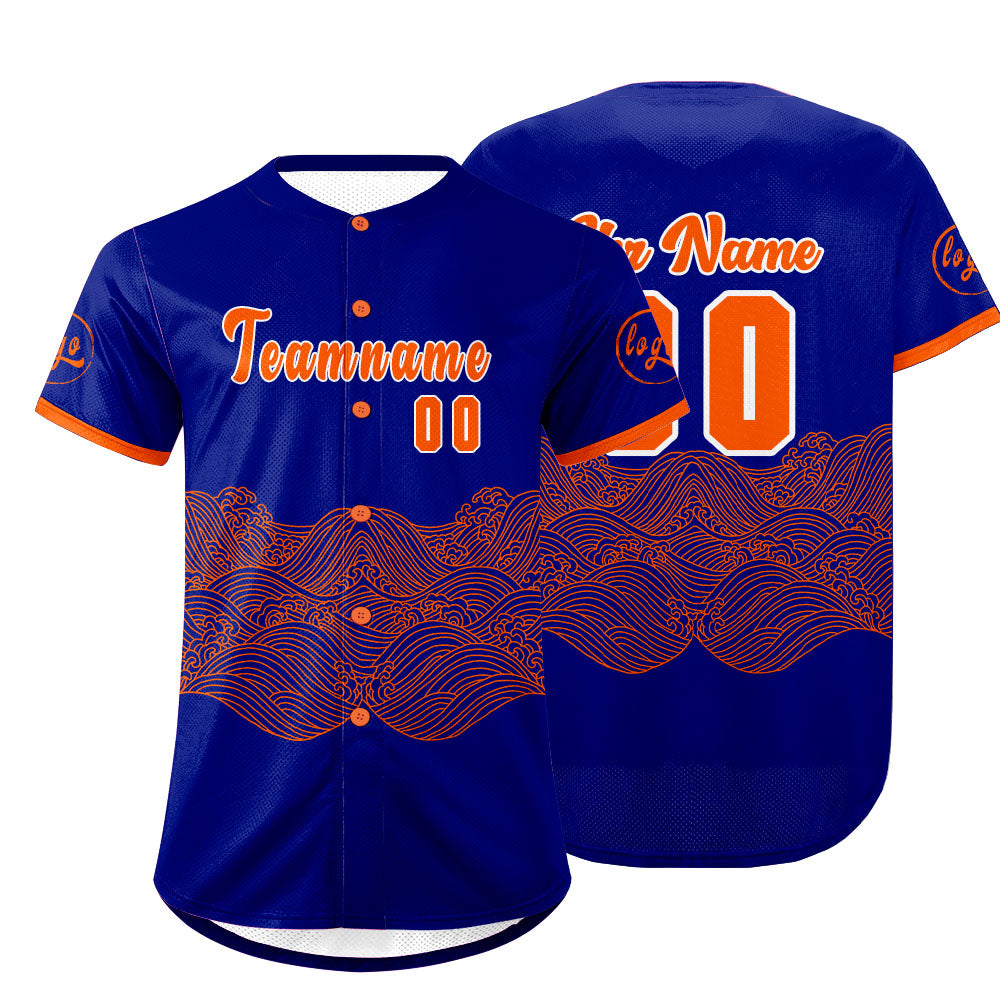 Benutzerdefiniert Blau Orange Personalisierter Baseball Jersey mit Farbverlauf Team Uniform mit Namen und Nummer