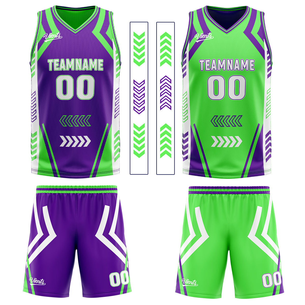 Benutzerdefinierte Lila Grün Reversible Basketball Jersey Personalisierte Drucken Name Nummer Logo