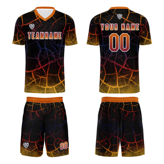 Benutzerdefinierte Schwarz Orange Trikots für Männer Frauen Personalisierte Fußball Uniformen für Erwachsene und Kind