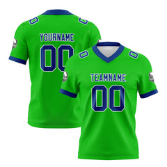 Benutzerdefinierte Grün Blau Fußball Trikots Personalisierter Name Nummer Logo