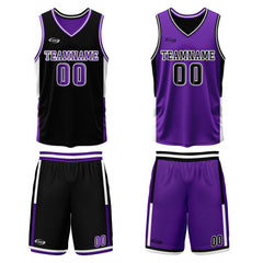 Benutzerdefinierte Schwarz Lila Reversible Basketball Jersey Personalisierte Drucken Name Nummer Logo