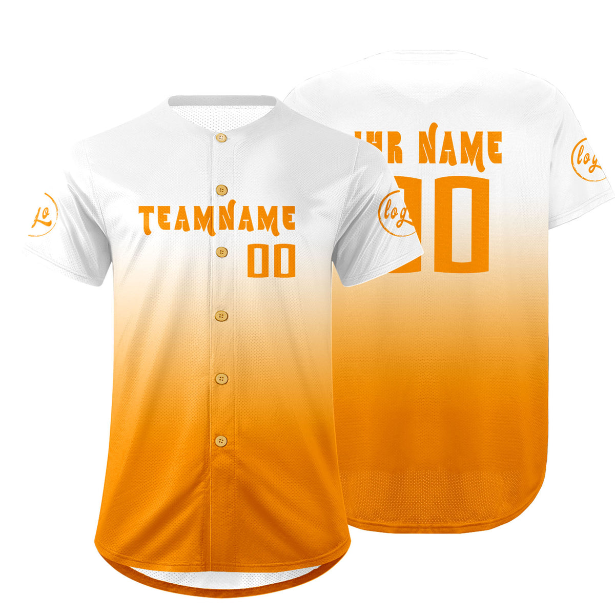 Benutzerdefiniert Weiß Orange Personalisierter Baseball Jersey mit Farbverlauf Team Uniform mit Namen und Nummer