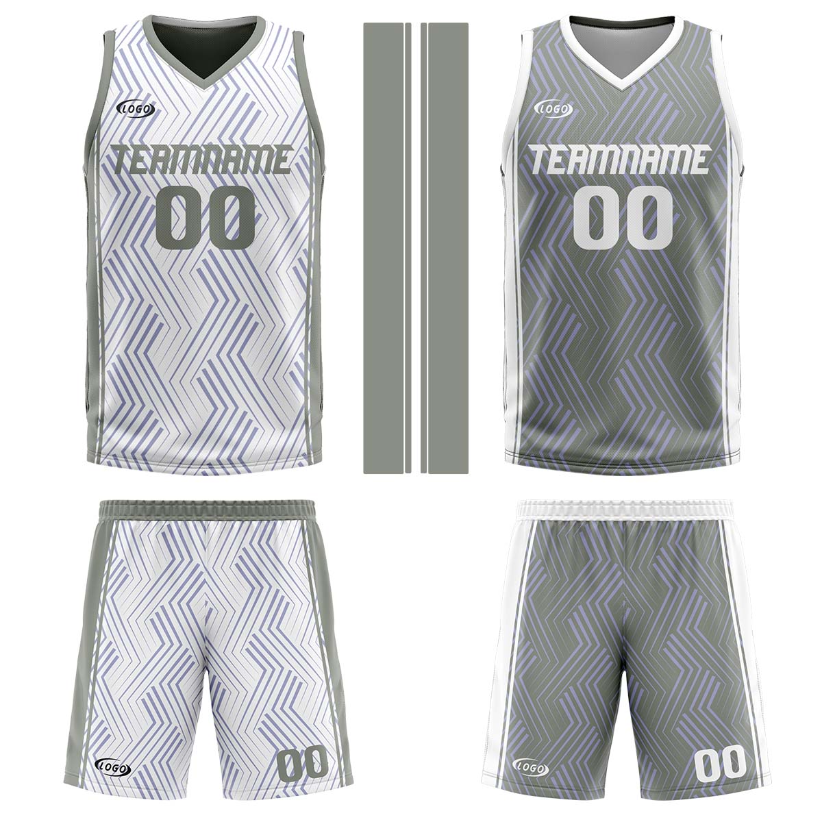 Benutzerdefinierte Weiß Grau Reversible Basketball Jersey Personalisierte Drucken Name Nummer Logo