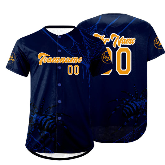 Benutzerdefiniert Blue Orange Personalisierter Baseball Jersey mit Farbverlauf Team Uniform mit Namen und Nummer