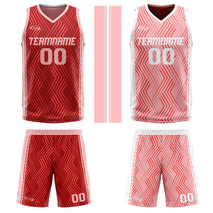 Benutzerdefinierte Rot Rosa Reversible Basketball Jersey Personalisierte Drucken Name Nummer Logo
