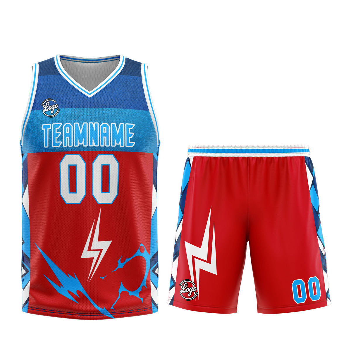 Benutzerdefinierter Rot Blau Basketball Jersey Uniform Anzug gedruckt Ihr Logo Name Nummer